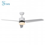 Matt White Living Room Ceiling Fan 3 Pieces Abs Blades LED Fan Lighting Remote control For Indoor Use