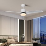 Matt White Living Room Ceiling Fan 3 Pieces Abs Blades LED Fan Lighting Remote control For Indoor Use