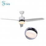 Matt White Living Room Ceiling Fan 3 Pieces Abs Blades LED Fan Lighting Remote control For Indoor Use