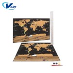 Newest Design Flags Black Gold Travel Hard Paper World Scratch Off Map world map world map with Europe