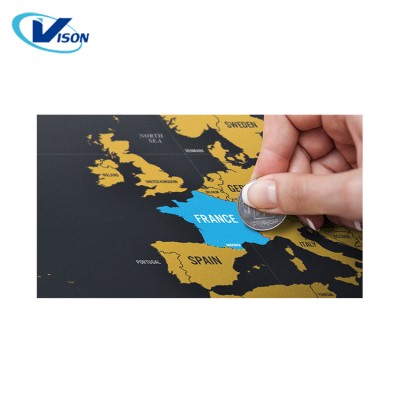 Newest Design Flags Black Gold Travel Hard Paper World Scratch Off Map world map world map with Europe