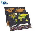 Newest Design Flags Black Gold Travel Hard Paper World Scratch Off Map world map world map with Europe