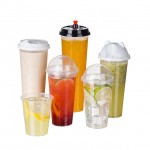 Disposable pp plastic cup with lid custom logo boba milktea cups bubble tea cup