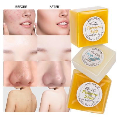 Private Label Premium 100% Natural Organic Face Body Cleaning Sea Salt Goat Milk Soap Turmeric Soap Pawpaw soap