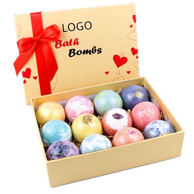 OEM Wholesale Private Label Eco Friendly Organic All Natur Ingredient Large Christmas Bathbombs Gift Set ,Bath Bomb