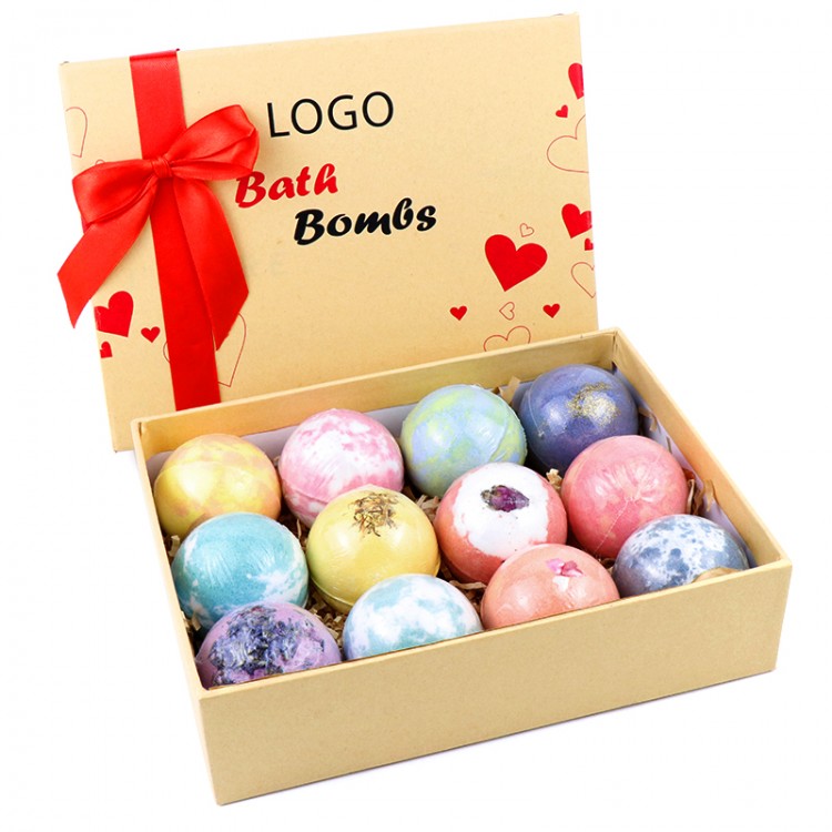 OEM Wholesale Private Label Eco Friendly Organic All Natur Ingredient Large Christmas Bathbombs Gift Set ,Bath Bomb