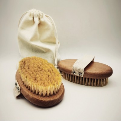 RTS Hot Sale Sisal Fiber Boar Bristle Vegan Hair Bath Brush Back Exfoliation Scrubber Massage Wooden Dry skin Body Brush 2 buyers