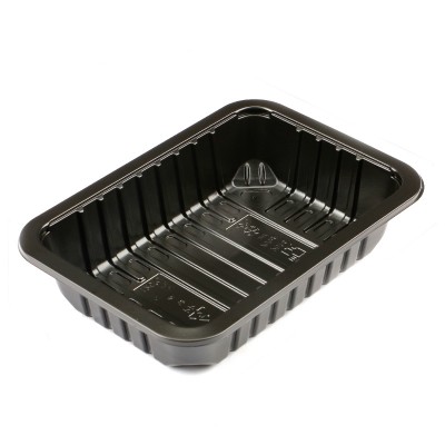Frozen fresh food black pp meat tray container for supermarket meat packaging