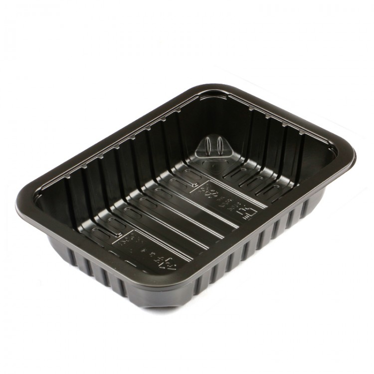 Frozen fresh food black pp meat tray container for supermarket meat packaging