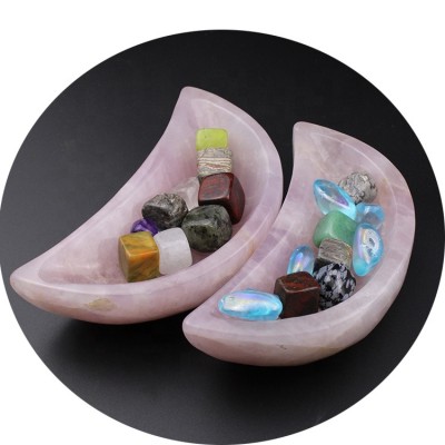 Wholesale Price Natural Rose Quartz Crystal Moon Bowl