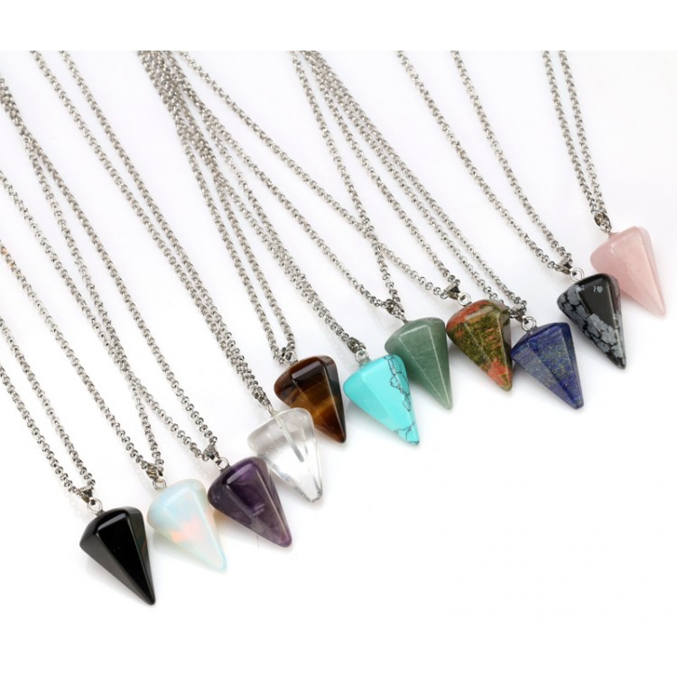 Reiki Pendulum Natural Stone Amulet Healing Crystal Pendant Meditation Hexagonal Pendulum