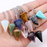 Reiki Pendulum Natural Stone Amulet Healing Crystal Pendant Meditation Hexagonal Pendulum