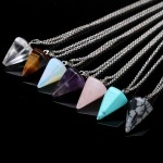 Reiki Pendulum Natural Stone Amulet Healing Crystal Pendant Meditation Hexagonal Pendulum