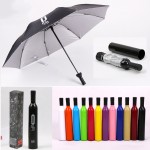 H211 Custom Printing Business Gift Sunshade Travel Rainy Sunny 3 Folding Umbrellas With Logo Foldable Wine Bottle Umbrella