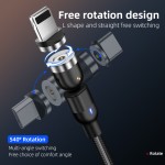 Wholesale On stock 3 in 1 magnetic charging cable 540 micro lighting mobile phones type c usb fast charging magnetic usb cableolesale On stock 3 in 1 magnetic charging cable 540 micro lighting mobile phones type c usb fast charging magnetic usb cable
