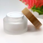 Hot Sale Cosmetic Face Cream Container 20ml 30ml 50ml 100ml Clear Glass Jar With Bamboo Lid