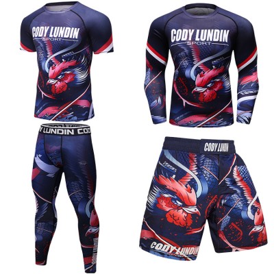 Men's shorts and gym shirts men jiu jitsu mma sportswear set