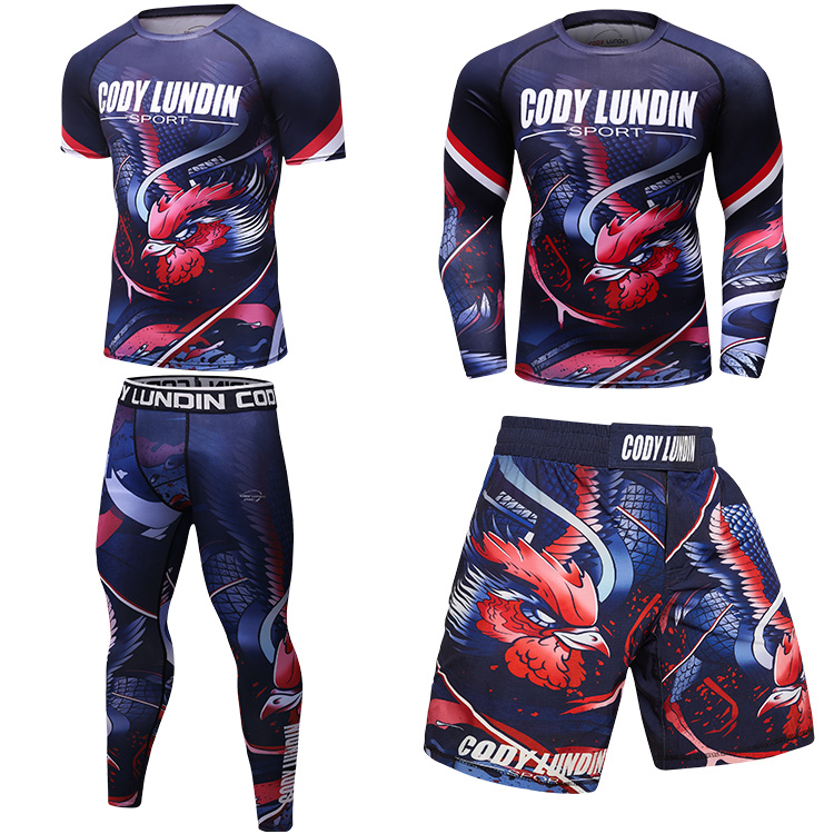 Men's shorts and gym shirts men jiu jitsu mma sportswear set