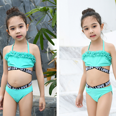 Wholesale elastic band halter child swimsuit kids Swimwear Baby bikini for girls