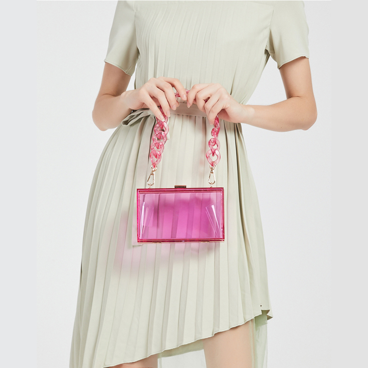 Wholesale 2021 Summer ladies Transparent Boxed Purse Crossbody Handbag Trendy women clear acrylic evening clutch bag