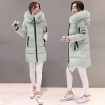 Wholesale Winter Long Hoodie Zipper Patched Fur Light Down White Jacket Women Cotton