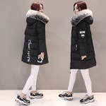 Wholesale Winter Long Hoodie Zipper Patched Fur Light Down White Jacket Women Cotton