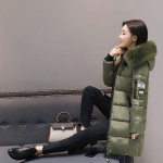 Wholesale Winter Long Hoodie Zipper Patched Fur Light Down White Jacket Women Cotton