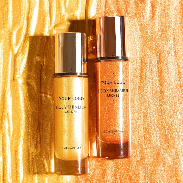 Private Label Cruelty Free Vegan Highlighter Makeup Body Glitter Waterproof Body Bronzer Gold Pink Body Shimmer Dry Oil
