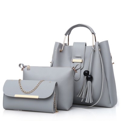 Sac A Main Femme 3 Pieces PU Leather Tote Bag For Women Luxury Tassel Hand Bag Set