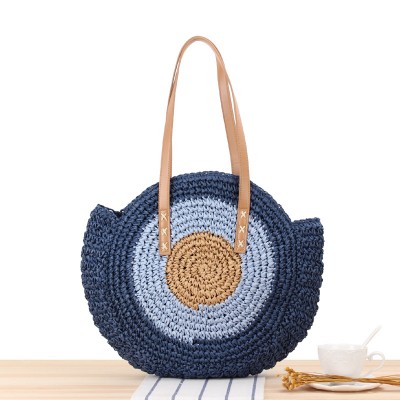 Wholesale Bohemian Natural Extra Large Tote HandWoven Summer Round Beach Bali Paper Straw Bag