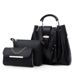 Sac A Main Femme 3 Pieces PU Leather Tote Bag For Women Luxury Tassel Hand Bag Set
